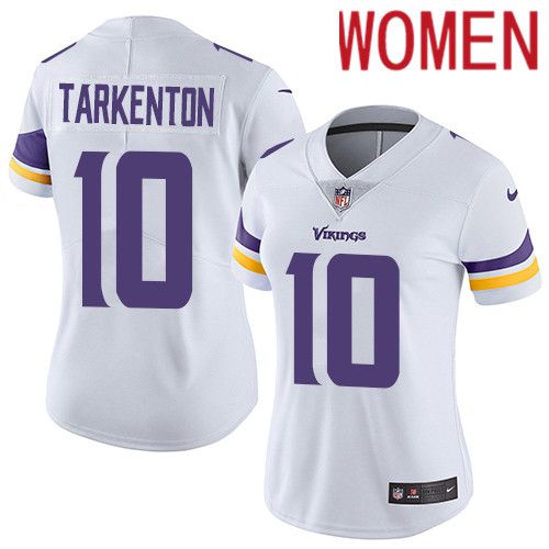 Women Minnesota Vikings #10 Fran Tarkenton Nike White Vapor Limited NFL Jersey->women nfl jersey->Women Jersey